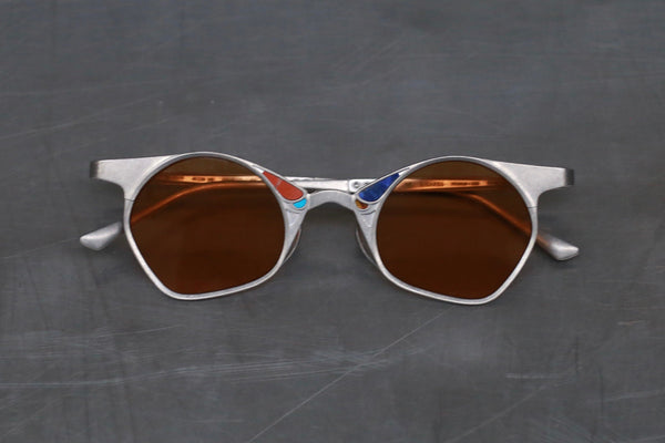 Rigards RG1031TI series pure titanium inlaid gemstone handmade glasses RG-RG1031TI-GTSWY antique titanium salmon color